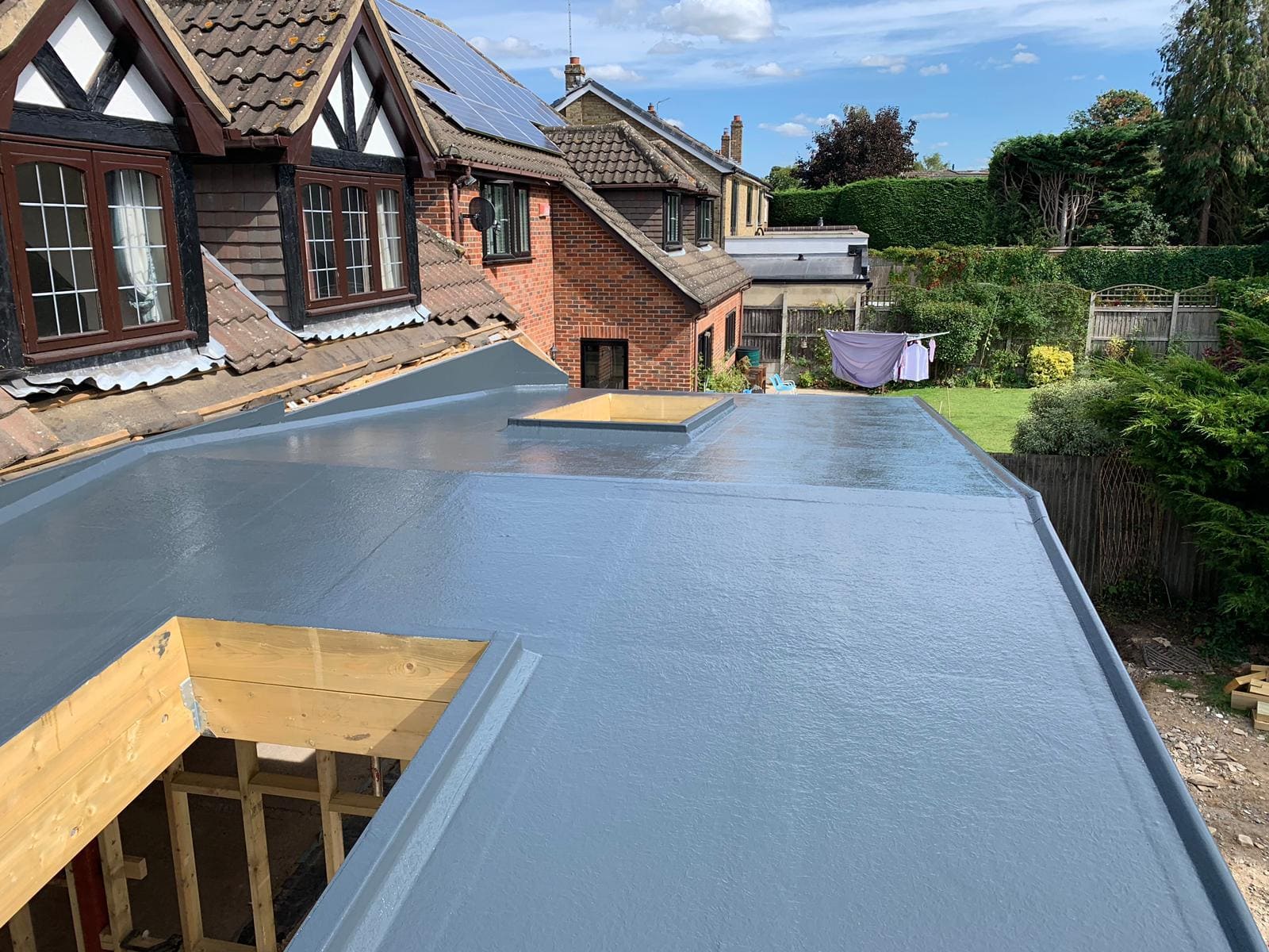 Completed flat roof with EPDM on UK extension