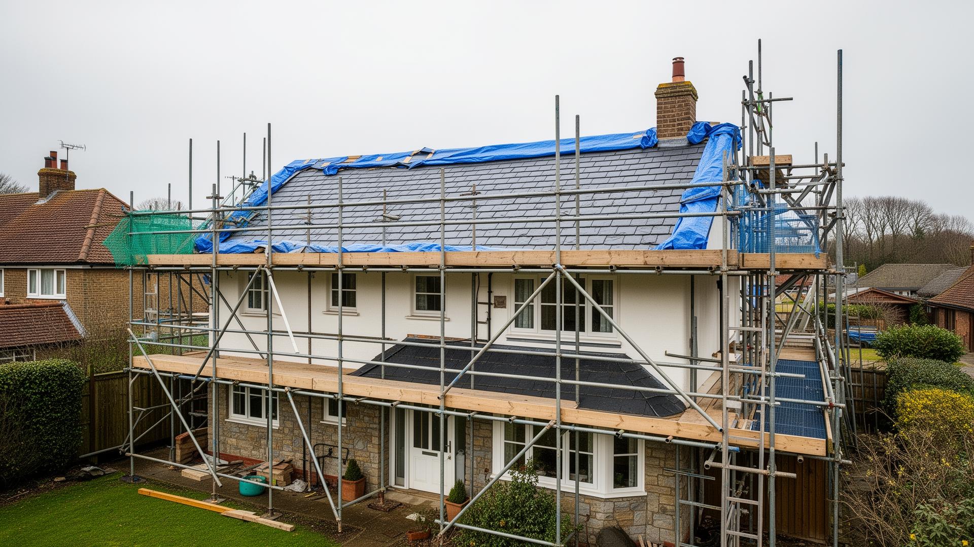 Completed roof repair project on UK property